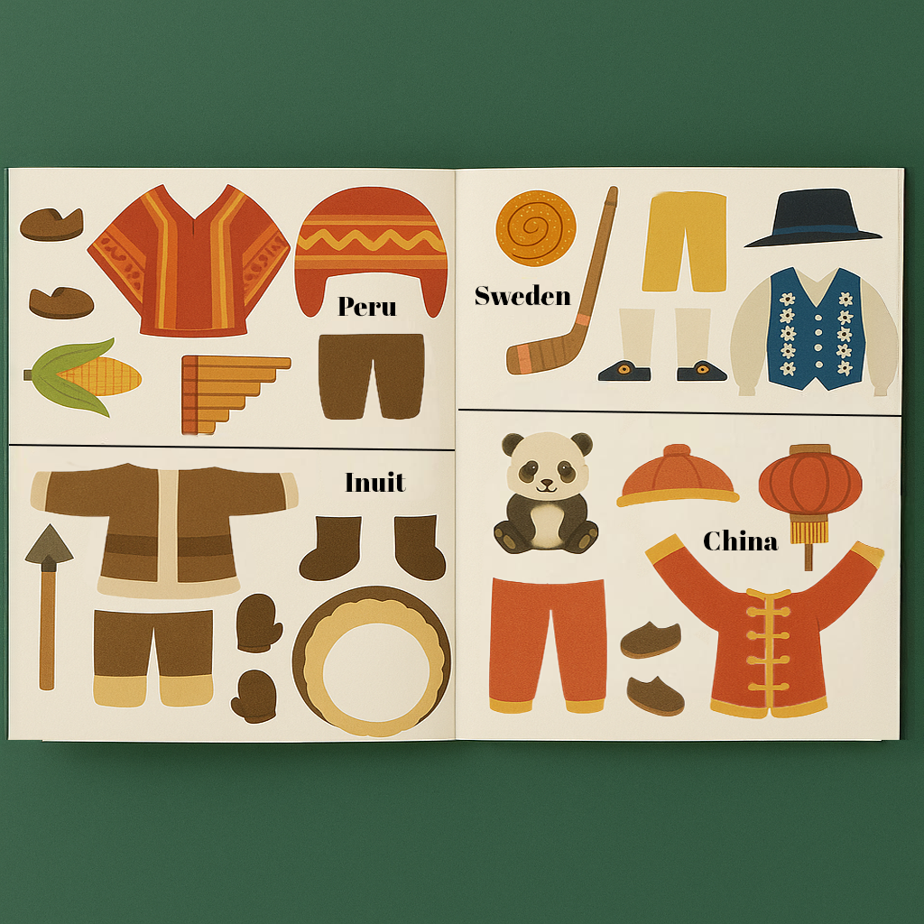World Costume Sticker Book | Personalized Kids Sticker Book | Tototale